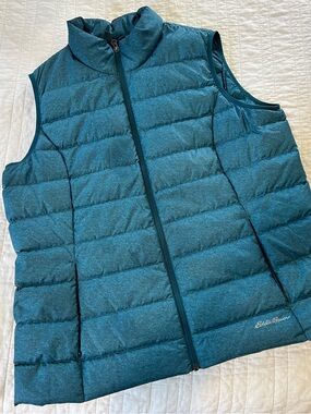 GUC Eddie Bauer Teal Quilted Packable Down Vest